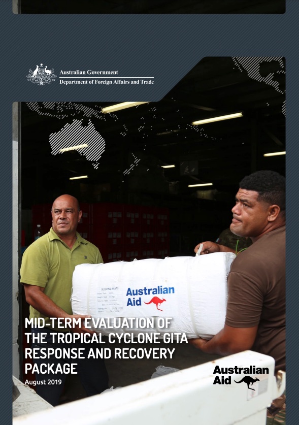 Cover photo of mid-term evaluation of the tropical cyclone gita response and recovery package